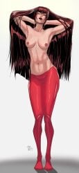 1girls big_breasts breasts female green_eyes hair_fetish long_hair marvel mary_jane_watson partially_clothed partially_nude red_hair redhead_female redrollerball spider-man_(series) tights topless very_long_hair