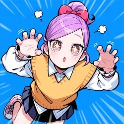 100_kanojo 1girls 2d ai-created ai_art ai_assisted ai_generated dumb_girl female hand_drawn high_school_student hybrid_artstyle kimi_no_koto_ga_dai_dai_dai_dai_daisuki_na_100-nin_no_kanojo masseuse momi_momiji pervert pervert_female purple_hair the_100_girlfriends_who_really_really_really_really_really_love_you