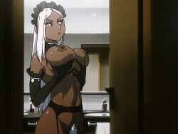 animated breasts dark-skinned_female dark_skin female flou huge_breasts nipples original original_character stella_(flou) tagme white_hair
