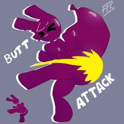 ass big_ass bunny bunny_tail butt_attack buunbun_(furrybravecaotic) fighting inflatable_creature purple_body stickfigure stickman