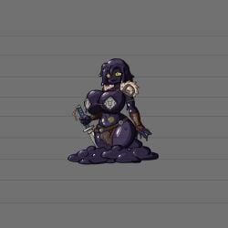 arsfromnowhere_(artist) big_breasts black_skin breasts curvy dark_skin female gigantic_breasts goo huge_breasts monster_girl sketch slime slime_(substance) slime_girl thick umibozu violet_skin warrior wide_hips