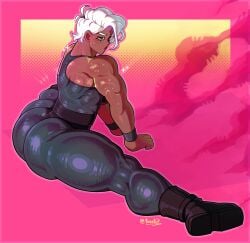 1boy 2025 ambush_(trap) ass back back_muscles boots bracelet bracelets brown_eyes calf_muscles calves dark-skinned_male dark_skin glistening glistening_body glistening_skin leg_muscles male male_only muscles muscular muscular_ass muscular_legs muscular_male muscular_thighs pants shiny shiny_skin side_view solo solo_male split splits splits_position spread_legs spreading stretch stretching stretching_legs tank_top thick_ass thighs verski7 white_hair