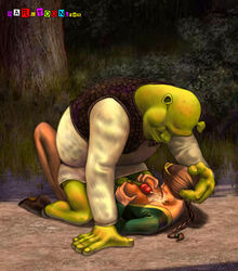 1boy 1girls areola assertive_male bald braided_ponytail breast_grab breast_squeeze breasts breasts_out brown_hair canon_couple cum cum_on_breasts cum_on_upper_body dominant_male dreamworks facial female female/male green_skin hair hardtoon.com huge_cock human human_fiona humanoid interspecies light_skin lips male monster nipples ogre outdoors paizuri penis princess princess_fiona princess_fiona_(human) shrek shrek_(film) shrek_(series) size_difference smile straight tan_skin testicles