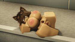 1girls 3d 3d_(artwork) alternate_version_available areolae barefoot big_breasts breasts completely_nude completely_nude_female female female_only full_body leahthecatgirl looking_at_viewer naked naked_female nipples nude nude_female pussy roblox robloxian solo solo_female spread_legs