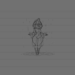 arsfromnowhere_(artist) breasts curvy cute female monster_girl monster_musume_no_iru_nichijou sketch slime slime_girl small_breasts suu_(monster_musume) thick wide_hips