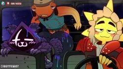 1girl 2boys 2d :3 animated anthro anthro_focus ass bear bent_over big_ass big_butt blunt blush bottomless canaryprimary car clothed clothing driving duo duo_focus female female_penetrated fish fishstick_(fortnite) fortnite furry furry_female huge_ass implied_cum inside_car male male/female mammal marijuana mp4 music raven_team_leader sex smoke smoking sound straight straight_sex sunspot_(fortnite) synced_to_music tagme uwu vibing video weed