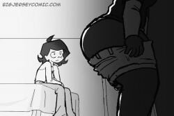ahoge animated ass ass_focus bbpanzu big_jersey black_shirt carol_(bbpanzu) carol_pagan_(big_jersey) concerned concerned_look female friday_night_funkin friday_night_funkin_mod gray_jeans grey_jeans mole mole_under_eye monochrome nonbinary obscured_face official_art official_style pulling_down_pants sitting sitting_on_bed stripping suggestive sunday_(bbpanzu) sunday_valentine_(big_jersey) watermark white_pants white_shirt white_sleeves