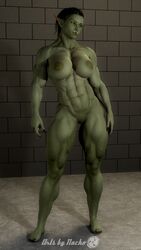 1girls 3d artist_name artsbynacho daz_studio female female_only full_body green_skin highres humanoid muscles muscular_female orc orc_female original solo watermark