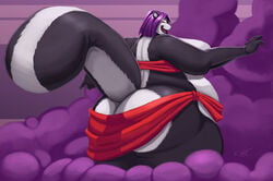 1girls 2010 anthro aroma_(kazecat) ass ass_cleavage big_ass big_breasts big_butt breasts butt butt_crack clothed clothing female female_only hair huge_ass huge_breasts huge_butt hyper hyper_breasts kazecat mammal mephitid overweight overweight_anthro overweight_female purple_hair skunk solo