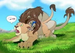 <3_eyes bite bodily_fluids disney duo felid female feral feral_on_feral feral_penetrated feral_penetrating feral_penetrating_feral from_behind_position genital_fluids genitals heart hi_res hyper hyper_genitalia inkybeaker lion male male/female mammal mounting nala neck_bite open_mouth pantherine penetration precum sex the_lion_king