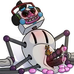 animatronic cloaca cum dead_cricket diphallia diphallism dj_music_man egg egg_laying five_nights_at_freddy's five_nights_at_freddy's:_security_breach gay headphones large_penis limbless male multi_leg multi_limb multi_penis neon ovipositor patpat penis robot rubbing_penis semen size_comparison size_difference spider wet_floor_bot_(fnaf) wet_floor_sign white_skin yellow_skin