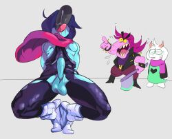 anonymous_artist anthro blowjob blue_body blue_hair blue_skin deltarune disembodied_penis femboy fun_gang gay kris_(deltarune) male male/male male_focus oral oral_sex penis ralsei ripped_bodysuit ripped_clothing susie_(deltarune) tagme_(artist) twink unknown_artist yaoi