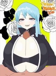 animated audible_ejaculation black_jacket black_lipstick blue_eyes blue_hair censored choker cleavage cum cum_on_breasts cumming_from_paizuri cumshot ejaculation ejaculation_between_breasts electricity huge_breasts huge_cock lipstick megami_tensei mp4 n2kh84 nemissa_(megami_tensei) paizuri ruined_orgasm shin_megami_tensei showyou soul_hackers sound tagme tongue_out video voluptuous