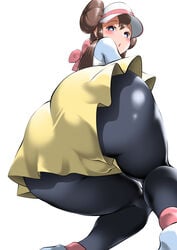 1girls ass big_ass blue_eyes brown_hair cap double_bun eye_contact female huge_ass looking_at_viewer looking_down nintendo pantyhose pokemon pokemon_bw2 rosa_(pokemon) skirt solo thick_thighs toba_tsutsumi twintails