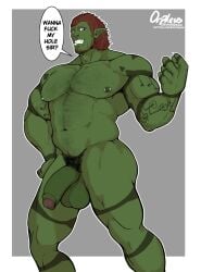 balls bara erickbsan gay green_skin hairy male male_only muscles muscular orc penis solo solo_male world_of_warcraft