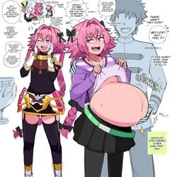 astolfo_(fate) belly belly_button big_belly braided_hair cat_ears daydream dr-worm eyeless_male fang fangs fate/grand_order fate_(series) femboy garter_belt garter_straps gay giant_belly hand_on_belly heart hearts_around_text huge_belly imagining leggings lewdlemage long_hair magic maid_headdress maid_uniform male_pregnancy mpreg panties pink_eyes pink_hair pregnancy pregnant pregnant_belly pregnant_male rapid_pregnancy ready_to_pop shirt_lift skirt source_request speech_bubble spontaneous_pregnancy stomach_bulge tagme text text_bubble thighhighs tummy very_long_hair wish