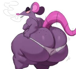 anthro ass ass_cleavage blunt butt_crack freckles fur huge_ass male motion_lines rat smoking sssonic2 stoner_rat_(sssonic2) thick_thighs underwear wide_hips