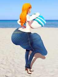 1futa 3d bikini_top blender earrings futa_only futanari hyper hyper_breasts hyper_penis light-skinned_futanari looking_at_viewer nami one_piece orange_eyes orange_hair post-timeskip shocking_(artist) smiling_at_viewer tagme