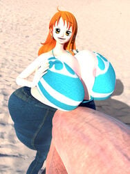 1futa 3d bikini_top blender earrings futa_only futanari hand_on_breast hyper hyper_balls hyper_breasts hyper_penis hyper_testicles light-skinned_futanari looking_at_viewer nami one_piece orange_eyes orange_hair post-timeskip realistic_textures shocking_(artist) smiling_at_viewer tagme