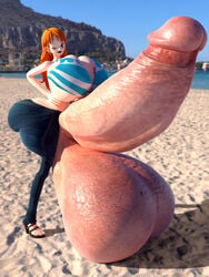 1futa 3d bikini_top blender earrings futa_only futanari hand_on_breast hyper hyper_balls hyper_breasts hyper_penis hyper_testicles light-skinned_futanari looking_at_viewer nami one_piece orange_eyes orange_hair post-timeskip realistic_textures shiny_balls shiny_dick shiny_skin shocking_(artist) smiling_at_viewer tagme wink winking_at_viewer