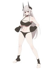 1girls 2021 abs arknights armpits bare_shoulders belly boxing_gloves breasts cleavage female female_only high_resolution horns legwear long_ears long_hair mudrock_(arknights) navel red_eyes silver_hair simple_background sports_bikini sports_bra standing thighs xperiajoker