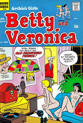 anotherymous archie_comics betty_and_veronica betty_cooper black_hair blonde_hair brown_hair casual comic_cover electronics female human nudist pale_skin public radio record_player veronica_lodge