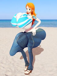 1futa 3d bikini_top blender earrings futa_only futanari hyper hyper_balls hyper_breasts light-skinned_futanari looking_at_viewer nami one_piece orange_eyes orange_hair post-timeskip shocking_(artist) smiling_at_viewer tagme