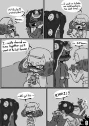 1futa 1girls balls black_and_white blush clothed clothing comic dark-skinned_futanari dark_skin dialogue duo female futanari humanoid inkling lewdtoonyguy light-skinned_female lingerie marina_(splatoon) monochrome mostly_nude new_year new_year_2022 nude octoling pale-skinned_female pale_skin pearl_(splatoon) penis proposal ring self_upload splatoon splatoon_2 text wedding_ring