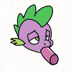 animated disembodied_head disembodied_penis dragon friendship_is_magic genitals green_eyes half-closed_eyes hasbro looking_up male my_little_pony narrowed_eyes oral oral_penetration penetration penis purple_body smooth_skin spike_(mlp) tetragon white_background