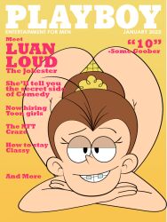 1girls aged_up ass braces brown_hair female female_only huge_ass large_ass luan_loud magazine magazine_cover smug smug_face smug_grin smug_smile the_loud_house