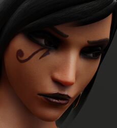 1girls 3d 3d_(artwork) 4th_rate blizzard_entertainment close-up dark-skinned_female dark_skin egyptian egyptian_female fareeha_amari female female_focus female_only overwatch pharah solo solo_focus tattoo