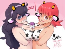 female hex_maniac moomoo_milk pokemon shinsutebachi symmetrical_docking whitney_(pokemon)