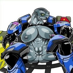 1girls 2d abs alien alien_girl areola areolae armor big_breasts bogexplosion clothed clothing elite_(halo) female female_focus female_only female_sangheili front_view genitals green_eyes grey_body grey_nipples grey_pussy grey_skin halo_(series) looking_at_viewer microsoft muscular_female nipples partially_clothed presenting presenting_pussy pussy pussy_juice sangheili sitting solo spread_legs spreading tagme thick_thighs xbox_game_studios