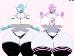 ass big_ass big_breasts blue_hair breast clothed female/female gardevoir green_eyes huge_ass huge_breasts humanoid hyper_ass hyper_breasts nintendo orange_eyes pat_pat pink_hair pokémon_(species) pokemon pokemon_(species) pokemon_only thick_thighs white_body wide_hips