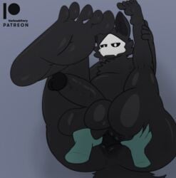 absurd_res anthro anus ass balls big_ass big_butt big_penis changed_(video_game) dark_latex feet feet_in_camera foot_focus goo_creature hands_on_ass hi_res latex male_only patreon penis puro_(changed) spread_butt spreading varknakfrery video_games