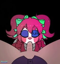 2d animated baby_(fnafsl) blush circus_baby circus_baby_(fnaf) clown clown_makeup deep_throat deepthroat dick fellatio female five_nights_at_freddy's five_nights_at_freddy's:_sister_location gif glazed_(artist) glazeddd green_eyes green_ribbons hands-free heart-shaped_pupils makeup male male_pov oral oral_sex point_of_view pov ribbon white_skin