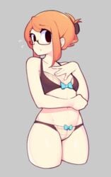 bikini bottom breasts fizintine glasses luna_(fizintine) nervous orange_hair thick_thighs wholesome