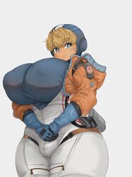 1futa apex_legends breasts bulge cleavage futa_only futanari huge_breasts lichtenberg_figure monkeywithaafro penis penis_under_clothes scar solo thick_thighs tomboy wattson_(apex_legends) wide_hips