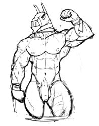 flexing fortnite llama lt._john_llama male male_focus male_only monochrome muscular_male nude raycarterthefox raythefox sketch solo_male tagme