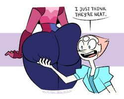 ass ass_dough big_ass big_butt butt_fondling cartoon_network deep_skin female female_focus female_only garnet_(steven_universe) i_just_think_they're_neat mythabyss pearl_(steven_universe) steven_universe thick_thighs tongue