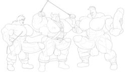 abs bara biceps bodybuilder bulge dragon_quest hassan hyper hyper_balls hyper_genitalia hyper_muscles hyper_penis hyper_testicles male male_focus male_only monochrome muscles muscular_back muscular_legs muscular_male muscular_thighs nipples pankraz_gotha regnar thug_(dragon_quest)