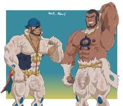 2boys alternate_costume archie_(pokemon) arm_behind_head arm_up armpit_hair balls bara big_balls big_penis bulge flaccid gay male male_only matt_(pokemon) multiple_boys muscles muscular ne0_navi penis pokemon pokemon_masters_ex pokemon_oras precum team_aqua tight_clothing veiny_penis