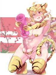 1futa amaguri_aniko animal_ears areolae artificial_vagina balls balls_in_panties big_breasts big_penis blonde_hair blush breasts cat_ears catgirl censored clothing drooling erection futa_only futanari humanoid humanoid_penis kemonomimi kneeling light-skinned_futanari light_skin masturbation mosaic_censoring new_year nipples nude pale_skin panties pasties penis pussy pussy_juice sex_toy short_hair solo tiger_ears tiger_girl tiger_tail year_of_the_tiger