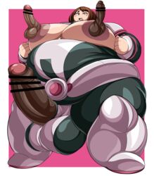 1futa 7_shinshi balls breasts censor_bar censored censored_penis futanari huge_balls huge_breasts huge_cock hyper_balls hyper_penis multi_balls multi_genitalia multi_penis my_hero_academia ochako_uraraka overweight overweight_female overweight_futanari penis penis_nipples sevenshinsi solo ssbbw triphallia