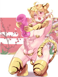 1futa amaguri_aniko animal_ears areolae artificial_vagina balls balls_in_panties big_breasts big_penis blonde_hair blush breasts cat_ears catgirl censored clothing erection futa_only futanari humanoid humanoid_penis kemonomimi kneeling light-skinned_futanari light_skin masturbation mosaic_censoring new_year nipples nude pale_skin panties pasties penis pussy sex_toy short_hair solo tiger_ears tiger_girl tiger_tail year_of_the_tiger