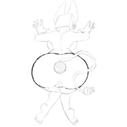 anthro ass ass_focus bent_over big_ass big_butt blush_lines brackette buttplug commission_art naked nude pussy pussy_lips rawhell square tail wide_hips