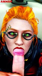 adult age_difference amonsrule art blowjob boy dick drifter_(warframe) eye_contact fellatio female glans glasses green_eyes operator_(warframe) oral orange_hair penis photoshop piercing piercings red_hair red_lipstick teenager video_games warframe warframe_captura_adventures