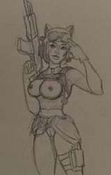 areolae breasts call_of_duty call_of_duty_mobile cat_ears devilnomad female female_only gun sketch solo tagme urban_tracker