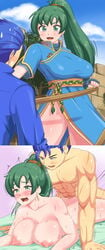 0.05 1boy 1girls 2koma alternate_breast_size blue_hair breasts defeat female fire_emblem fire_emblem:_the_blazing_blade from_behind fucked_silly green_hair hector_(fire_emblem) highres instant_loss instant_loss_2koma large_breasts lyn_(fire_emblem) nintendo nipples nude nude_female nude_male open_mouth pelvic_curtain ponytail prone_bone saliva sequential sequential_set sex sex_from_behind smile source_request straight sweat sweatdrop sword weapon wooden_sword