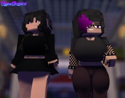 2022 2girls 3d exhibitionism extrafruitygirl females fingering fruity_(extrafruitygirl) goth mine-imator minecraft olivia_(olivialewdz) street tagme